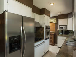 The galley design is functional and compact