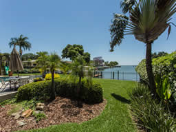 Lush tropical landscaping adds to the back yard appeal