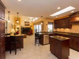 A central island adds to plenty of counter and cabinet space