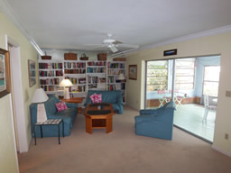 A sunken family room is great for relaxing.