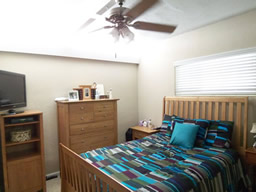 The Master bedroom has a private bath.