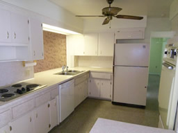 The kitchen is centrally located