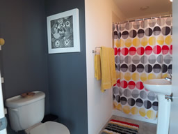 There's an en suite bath with shower here