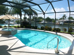 There's a birdcage screen enclosure