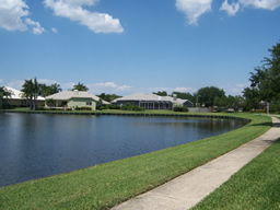 The community has lots of lakes and sidewalks throughout