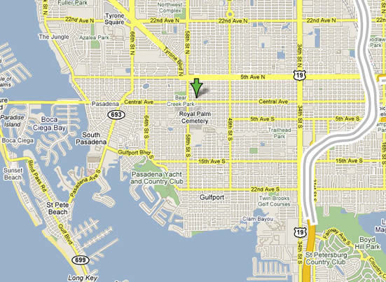 A map to the property at 5625 First Avenue North - St. Petersburg, Florida