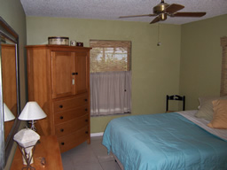 The first of three bedrooms.