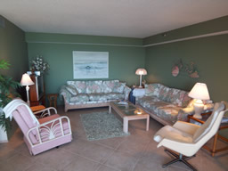 The living room is comfortable and spacious.