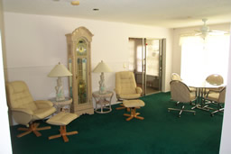 The dining room is enormous, big enough for two arrangements.